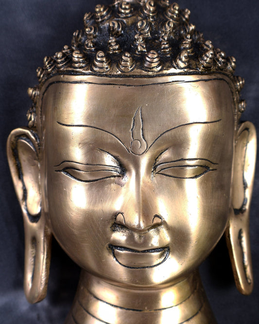 Brass Buddha Face Wall Hanging – Highly Detailed Handcrafted Spiritual Wall Décor 8 inch - Budhshiv.com