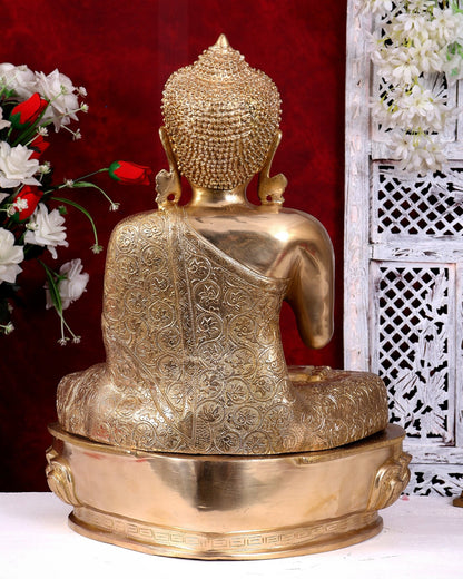 Brass Buddha Idol 22 inch lacquer gold finish - Budhshiv.com