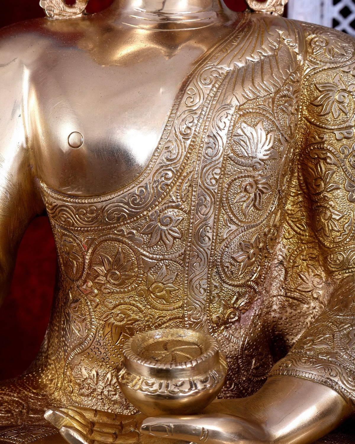 Brass Buddha Idol 22 inch lacquer gold finish - Budhshiv.com