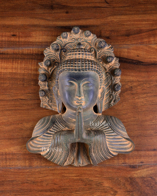 Brass Buddha Namaste Wall Hanging – Vintage Spiritual Décor - Budhshiv.com