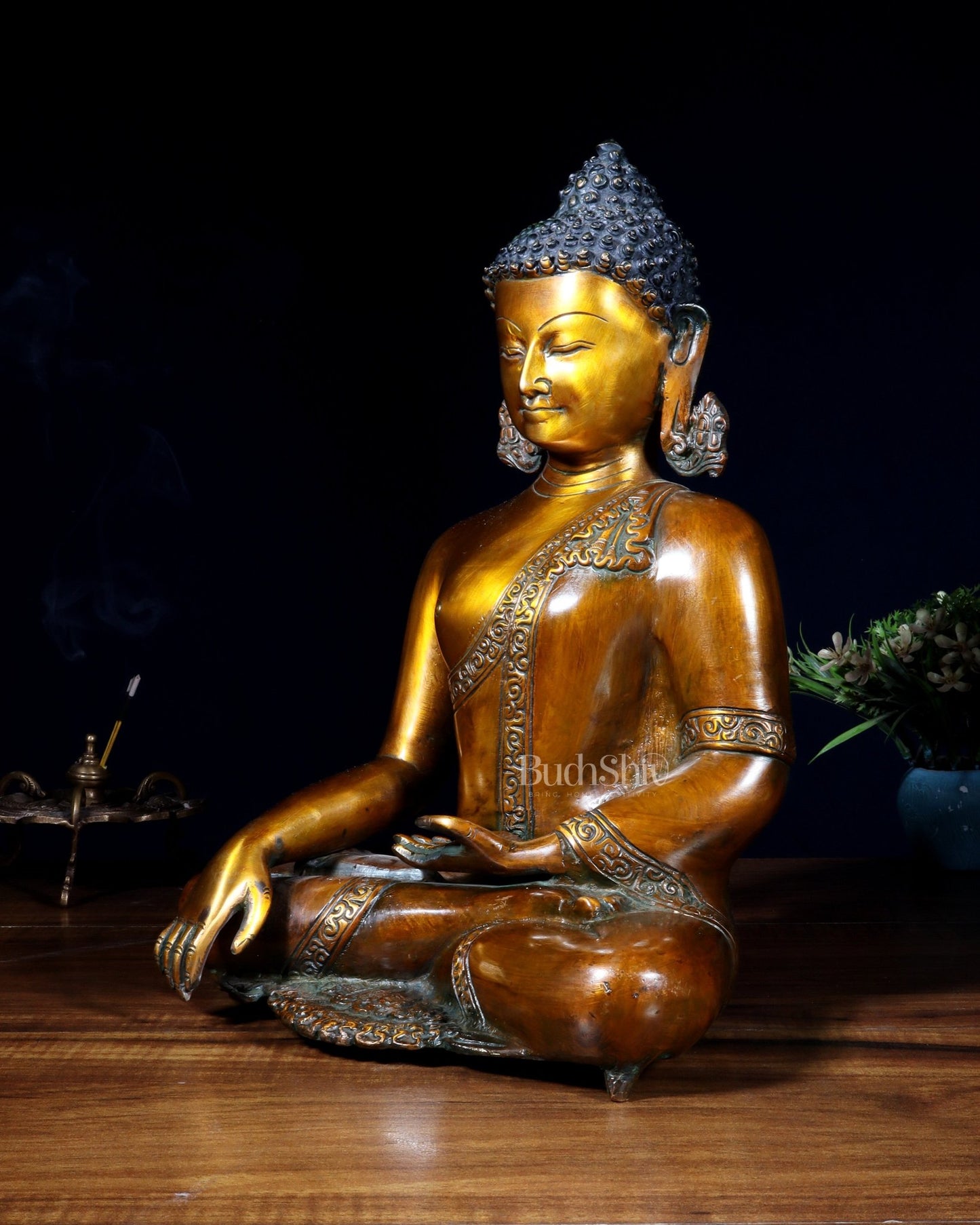 Brass Buddha Statue | 14 inch - Budhshiv.com