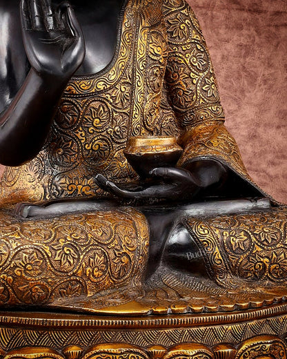 Brass Buddha Statue in Abhaya Mudra - 21.5" Tall, 22kg - Budhshiv.com