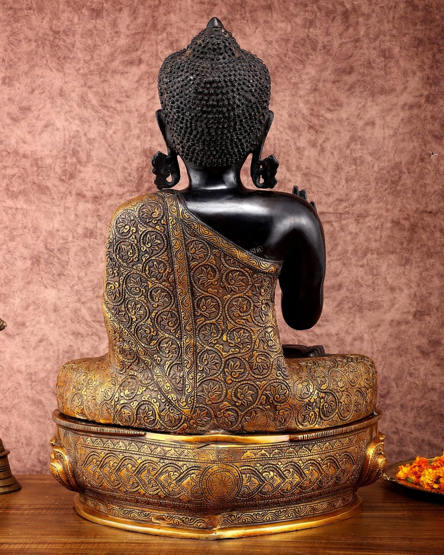 Brass Buddha Statue in Abhaya Mudra - 21.5" Tall, 22kg - Budhshiv.com