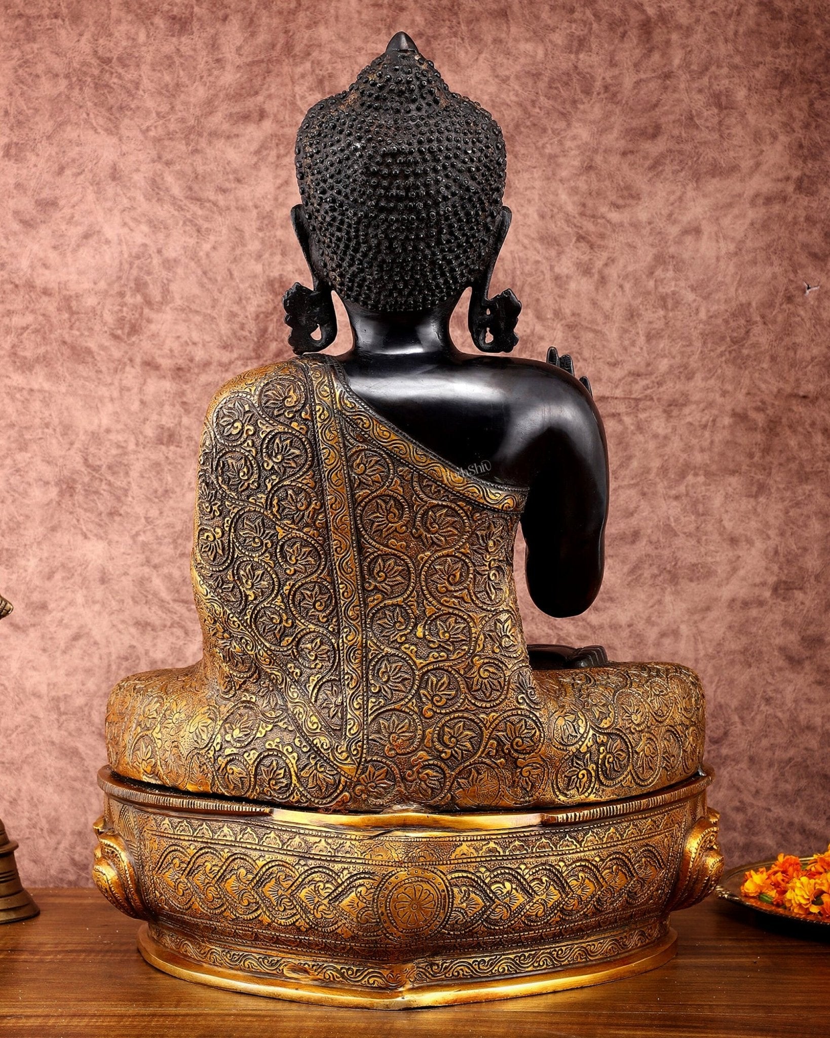 Brass Buddha Statue in Abhaya Mudra - 21.5" Tall, 22kg - Budhshiv.com