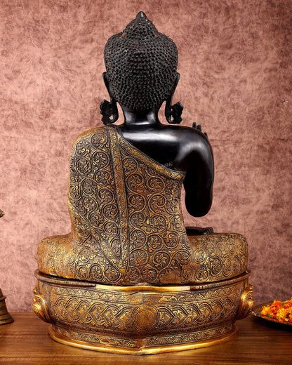 Brass Buddha Statue in Abhaya Mudra - 21.5" Tall, 22kg - Budhshiv.com