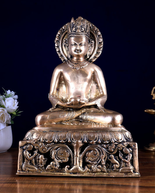 Brass Buddha Statue in Meditation – Calm & Peaceful Home Decor 13.5 inch - Budhshiv.com