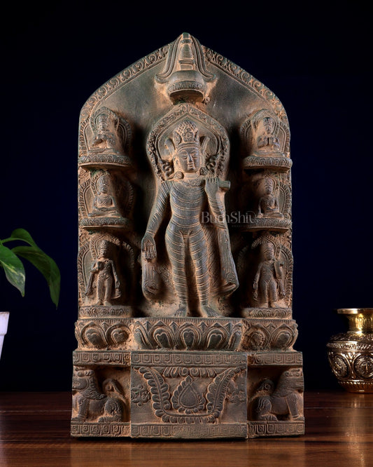 Brass Buddha Statue with Multiple Poses 12.5 inch - Budhshiv.com
