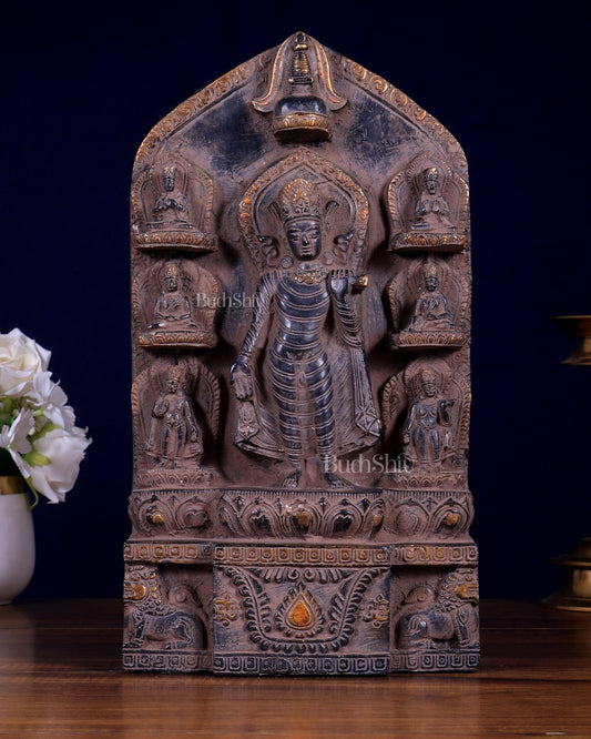 Brass Buddha Statue with Multiple Poses – Vintage Sculpture 12.5 inch - Budhshiv.com