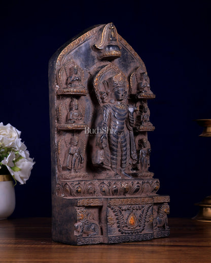 Brass Buddha Statue with Multiple Poses – Vintage Sculpture 12.5 inch - Budhshiv.com