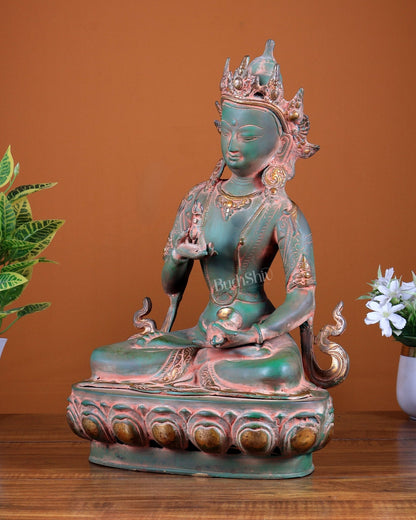 Brass Buddha Vajrasattva Antique Patina Brass Statue, 16" - Budhshiv.com