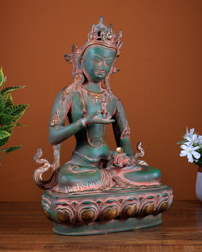 Brass Buddha Vajrasattva Antique Patina Brass Statue, 16" - Budhshiv.com