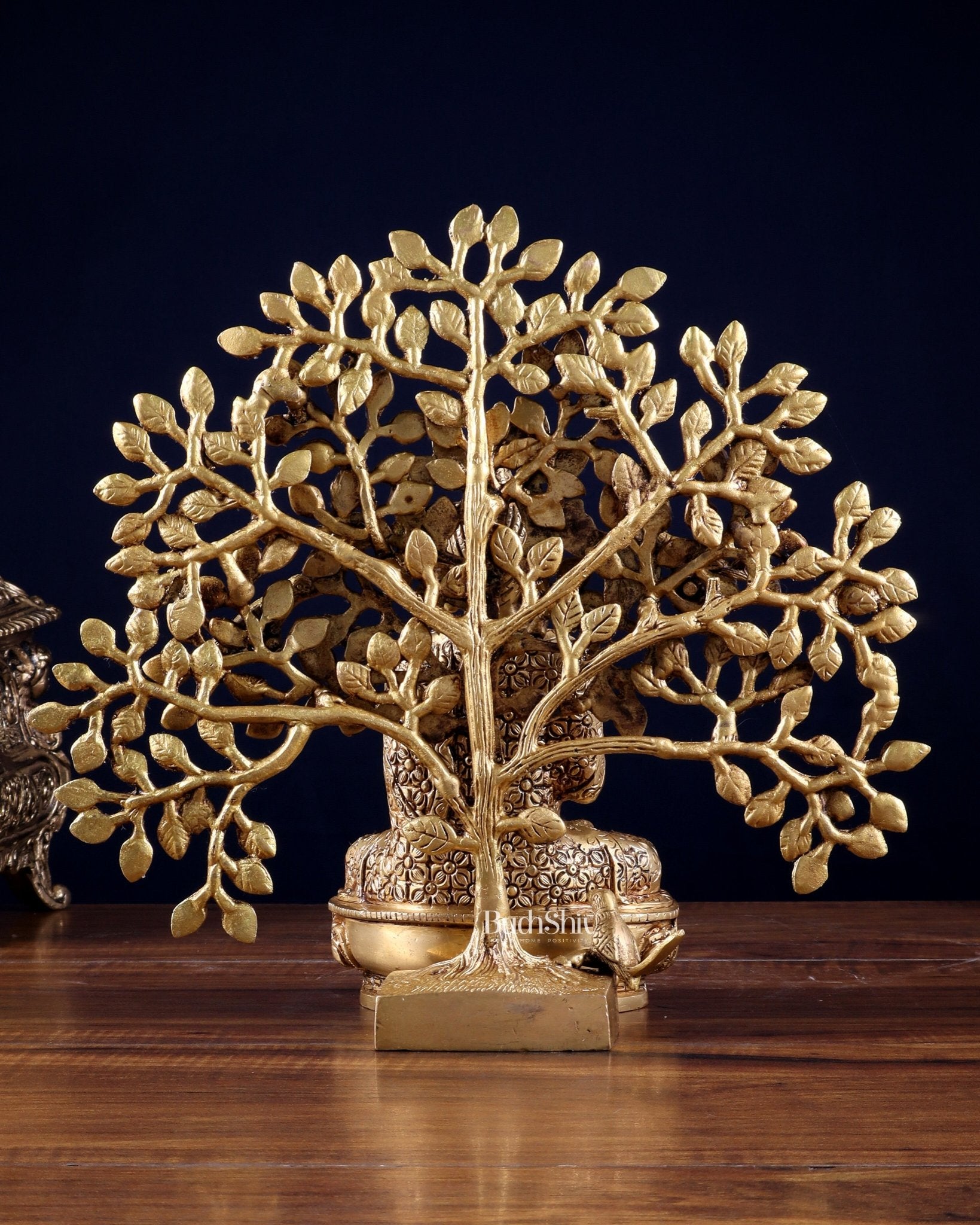 Brass Buddha with Kalpavriksha Tree Combo 11 inch - Budhshiv.com