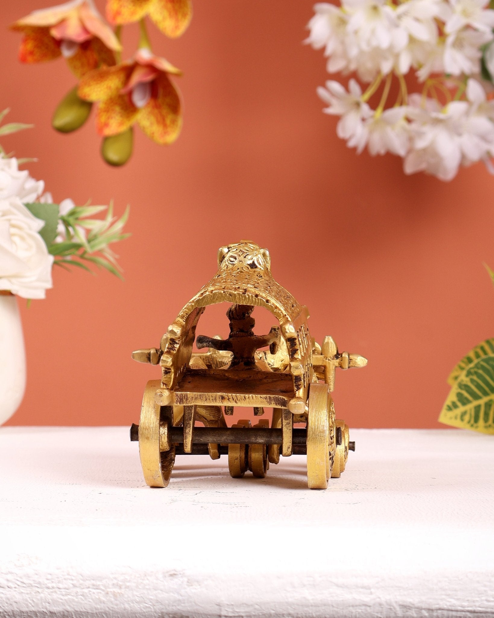 Brass Bullock Cart Traditional Indian Village Showpiece – Heritage Décor Sculpture - Budhshiv.com