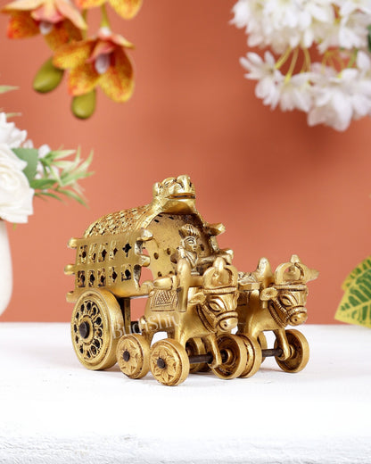 Brass Bullock Cart Traditional Indian Village Showpiece – Heritage Décor Sculpture - Budhshiv.com