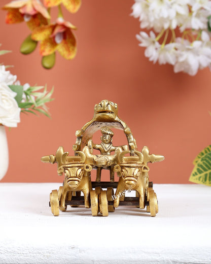 Brass Bullock Cart Traditional Indian Village Showpiece – Heritage Décor Sculpture - Budhshiv.com