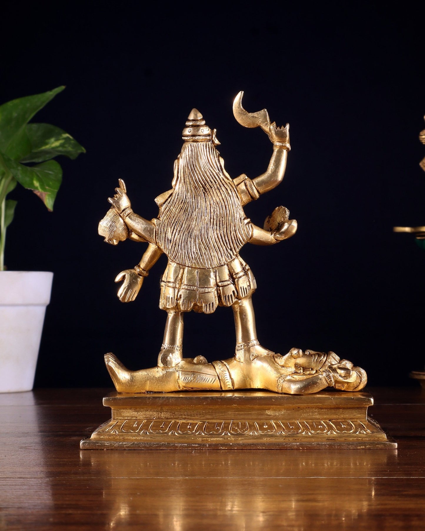 Brass Charbhuja Goddess Kali with Four Arms Idol 7 inch - Budhshiv.com
