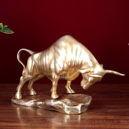 Brass Charging Bull Home Décor Showpiece - Budhshiv.com
