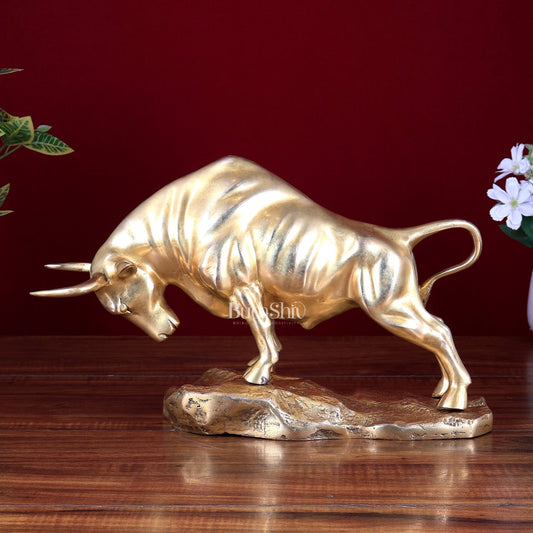 Brass Charging Bull Home Décor Showpiece - Budhshiv.com
