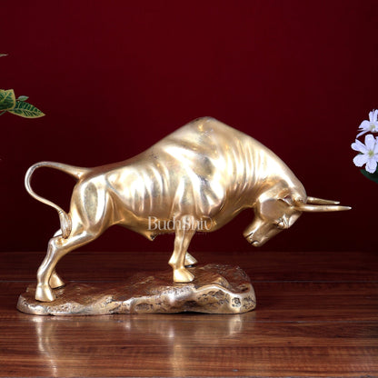 Brass Charging Bull Home Décor Showpiece - Budhshiv.com