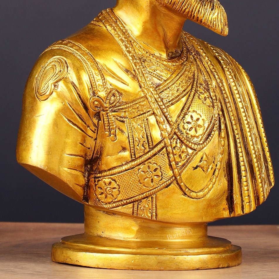 Brass Chatrapati Shivaji Maharaj Bust 8" - Budhshiv.com