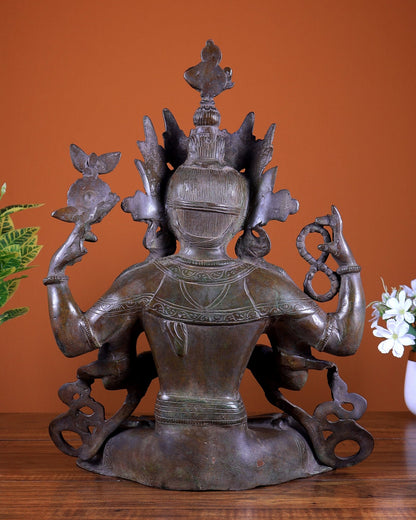 Brass Chenrezig (Avalokiteshvara) Vintage Statue 15 inch - Budhshiv.com