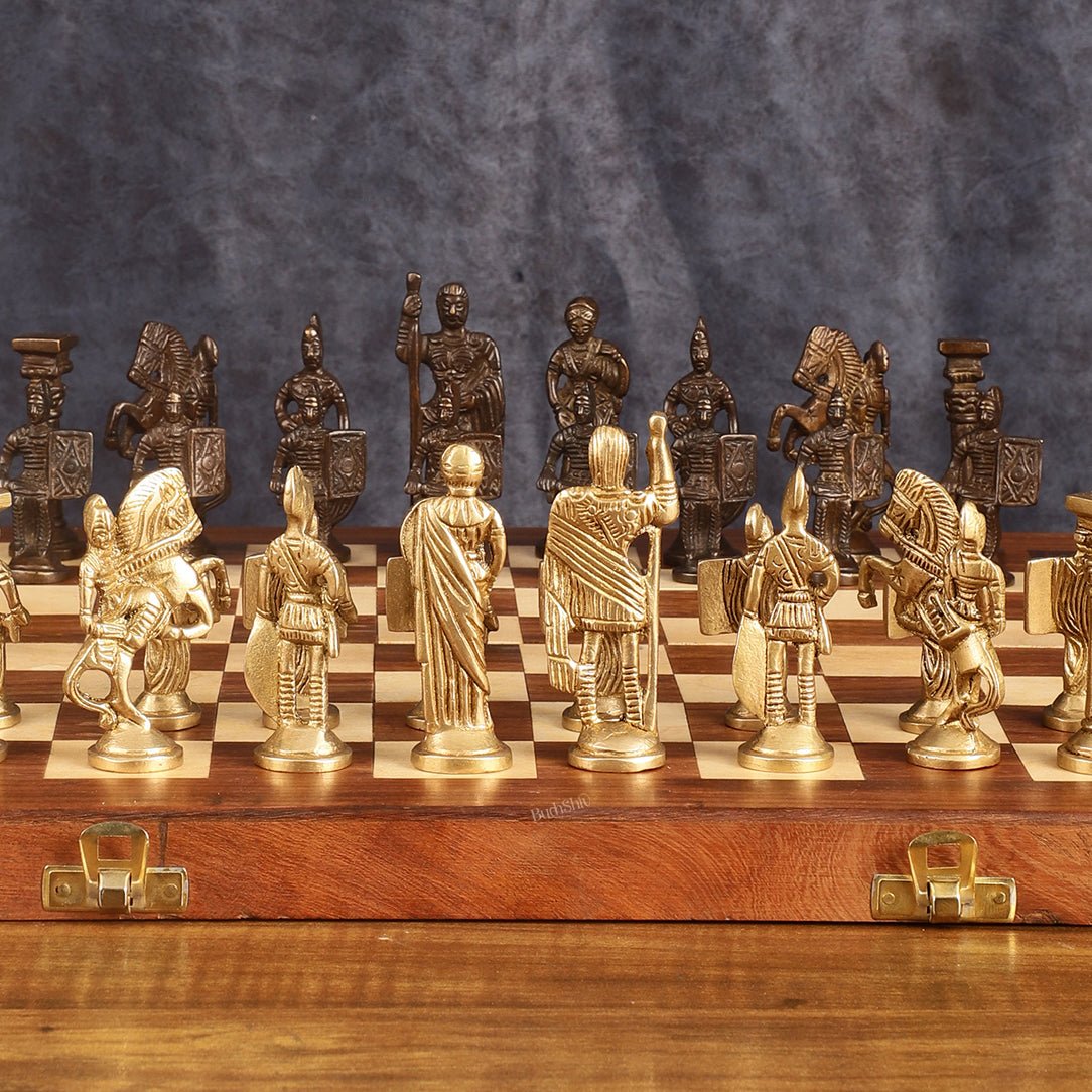 Brass Chess with wooden board - Budhshiv.com