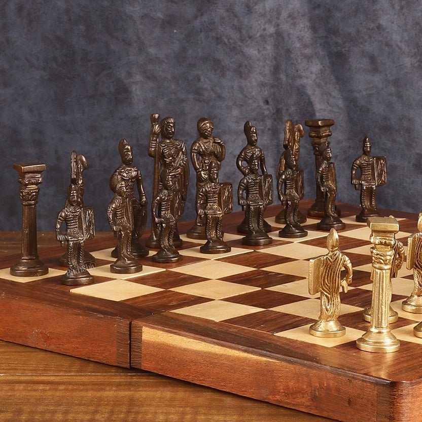 Brass Chess with wooden board - Budhshiv.com