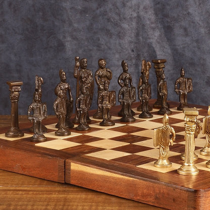 Brass Chess with wooden board - Budhshiv.com
