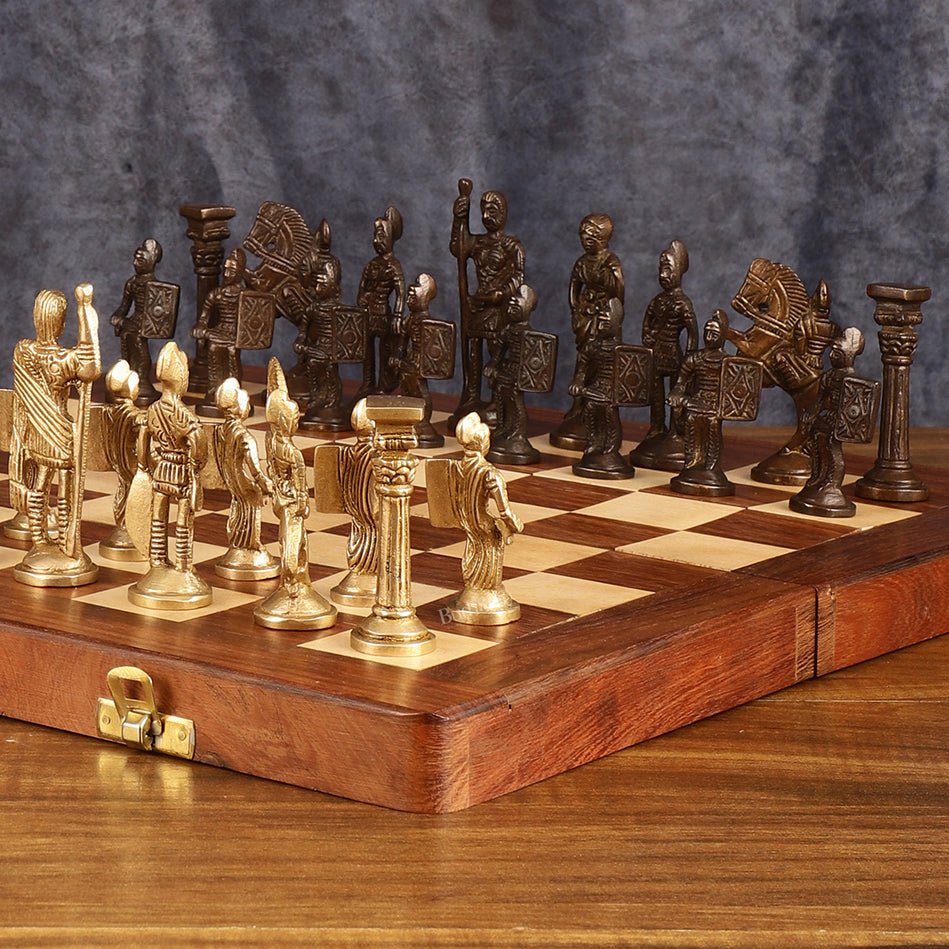 Brass Chess with wooden board - Budhshiv.com