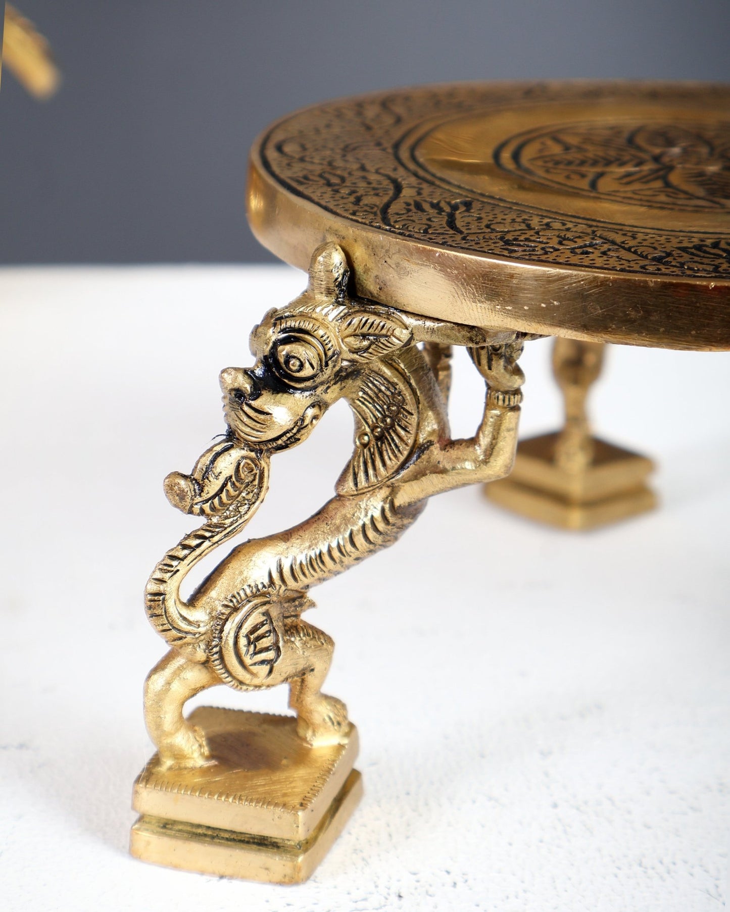 Brass Chowki Pedestal – Compact Bajot for God Idols & Pooja Decor - Budhshiv.com