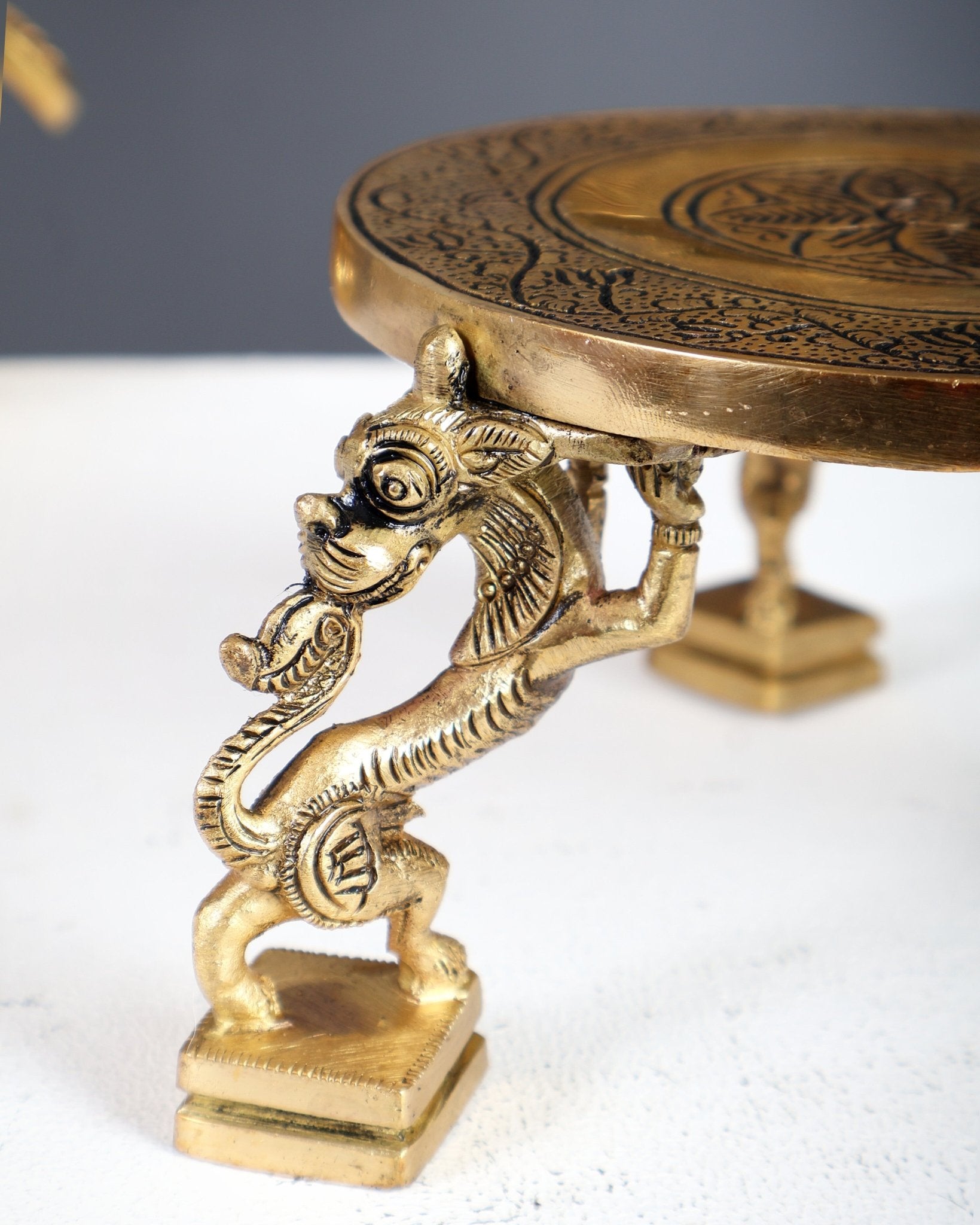 Brass Chowki Pedestal – Compact Bajot for God Idols & Pooja Decor - Budhshiv.com