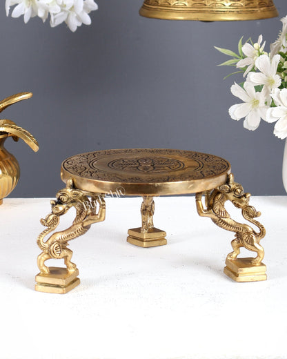 Brass Chowki Pedestal – Compact Bajot for God Idols & Pooja Decor - Budhshiv.com