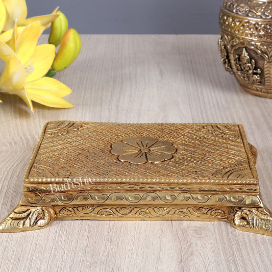 Brass Chowki Pedestal Singhasan for Small God Idols. - Budhshiv.com