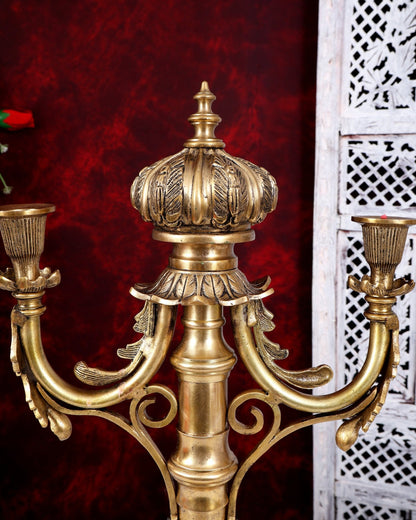 Brass Classic Dual Candle Stand — English Style 16 inch - Budhshiv.com