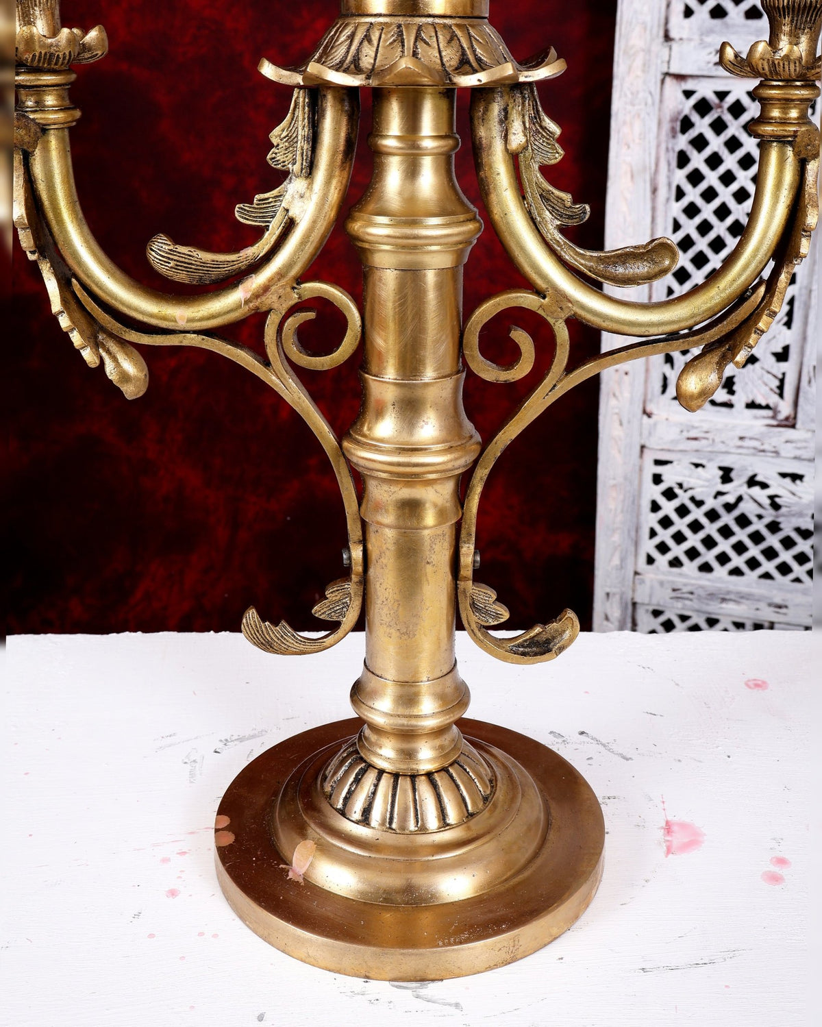 Brass Classic Dual Candle Stand — English Style 16 inch - Budhshiv.com
