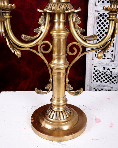 Brass Classic Dual Candle Stand — English Style 16 inch - Budhshiv.com