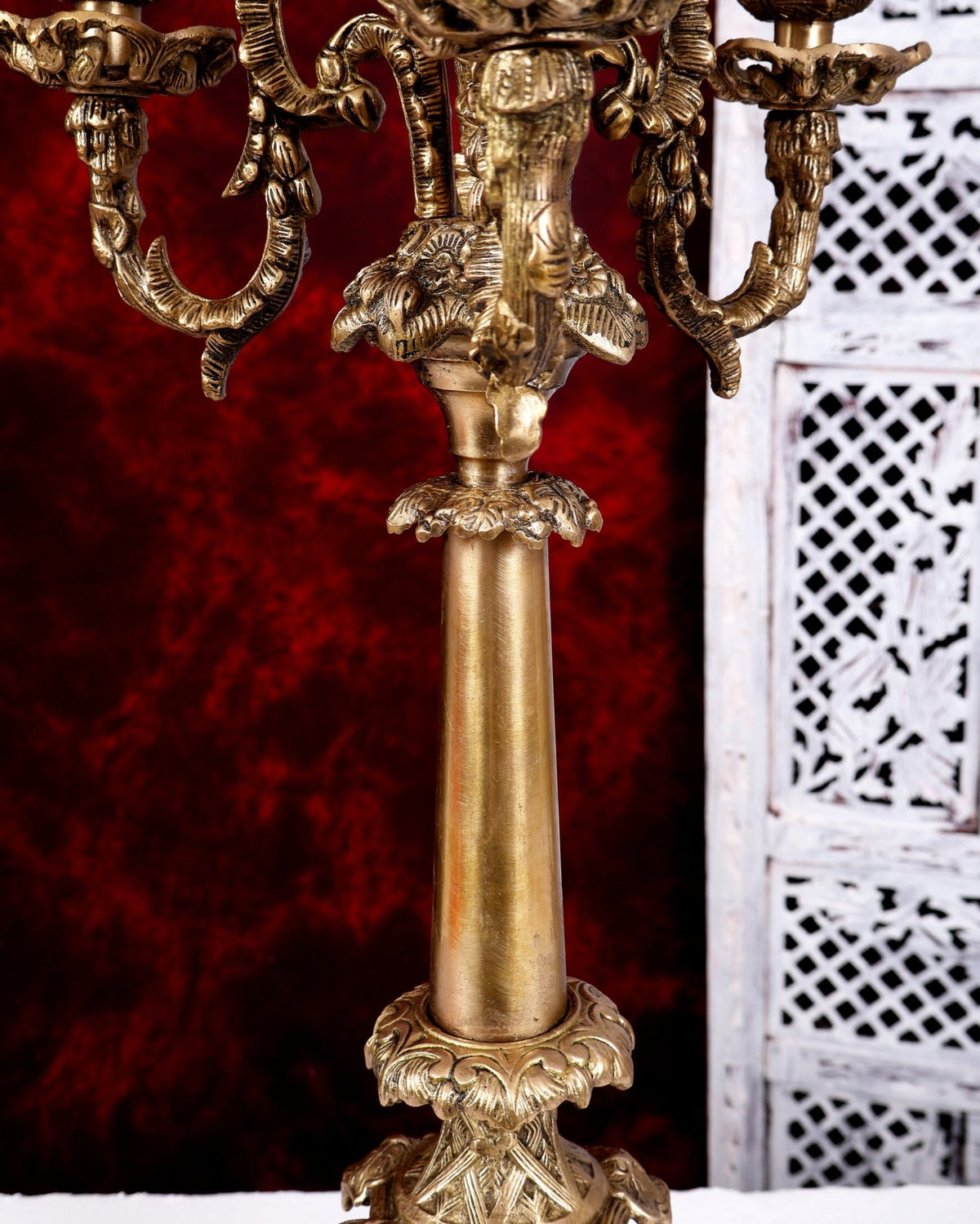 Brass Classic Multi Candle Stand — English Style 20.5 inch - Budhshiv.com