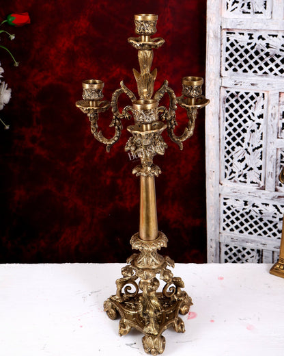 Brass Classic Multi Candle Stand — English Style 20.5 inch - Budhshiv.com