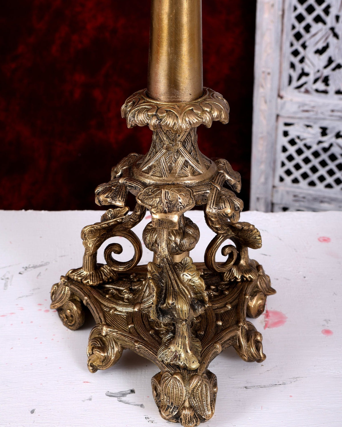 Brass Classic Multi Candle Stand — English Style 20.5 inch - Budhshiv.com