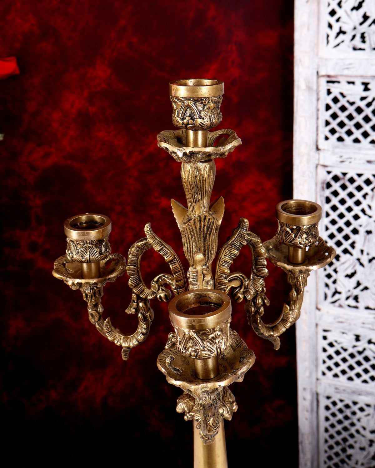 Brass Classic Multi Candle Stand — English Style 20.5 inch - Budhshiv.com