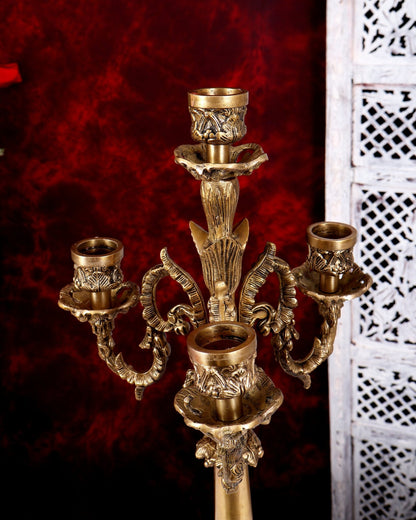 Brass Classic Multi Candle Stand — English Style 20.5 inch - Budhshiv.com