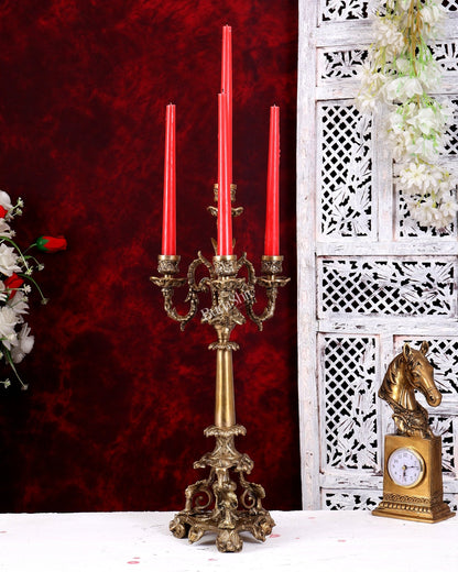 Brass Classic Multi Candle Stand — English Style 20.5 inch - Budhshiv.com