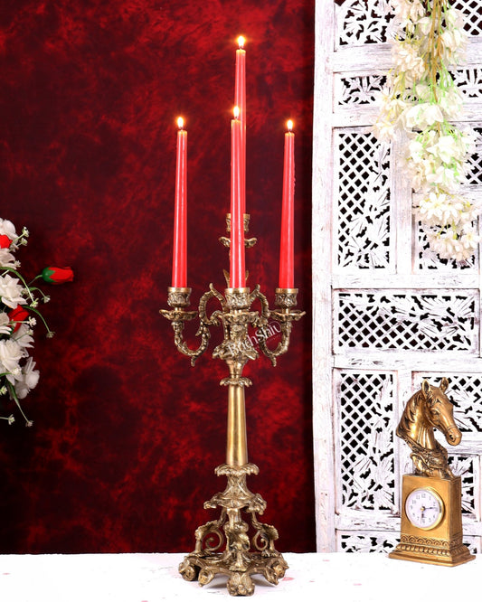 Brass Classic Multi Candle Stand — English Style 20.5 inch - Budhshiv.com