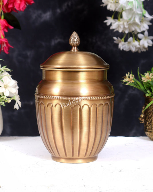 Brass Container Jar with Lid 9.5 inch - Budhshiv.com