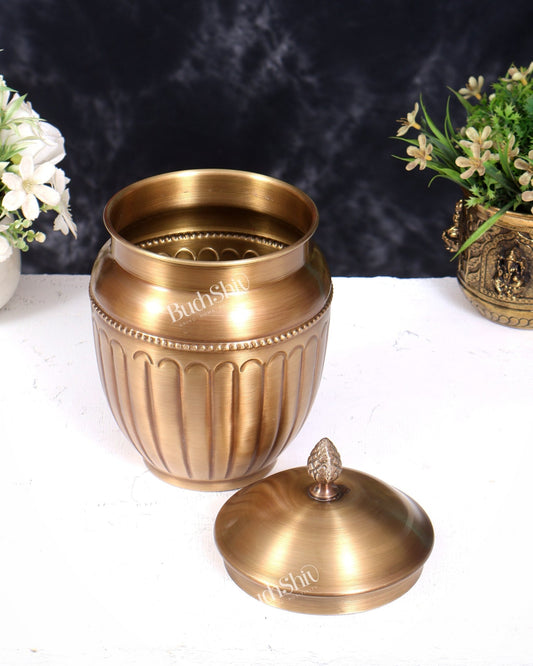 Brass Container Jar with Lid 9.5 inch - Budhshiv.com