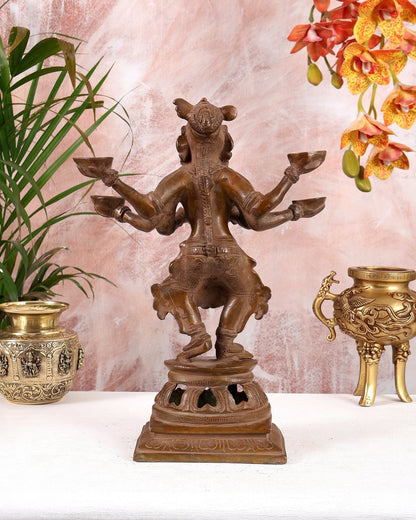 Brass Dancing Deep Lady Pavaai Vilakku | 6 Arms | 14 - inch - Budhshiv.com