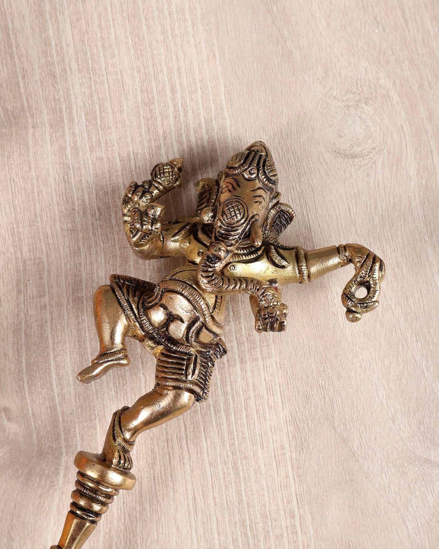 Brass Dancing Ganesha Hawan Spoon – Sruva Offering Ladle for Yagya & Pooja (11 Inches) - Budhshiv.com