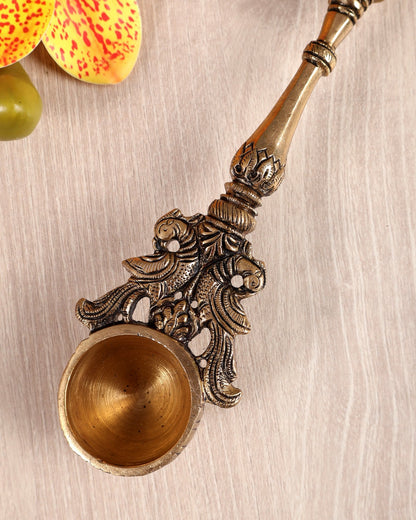 Brass Dancing Ganesha Hawan Spoon – Sruva Offering Ladle for Yagya & Pooja (11 Inches) - Budhshiv.com
