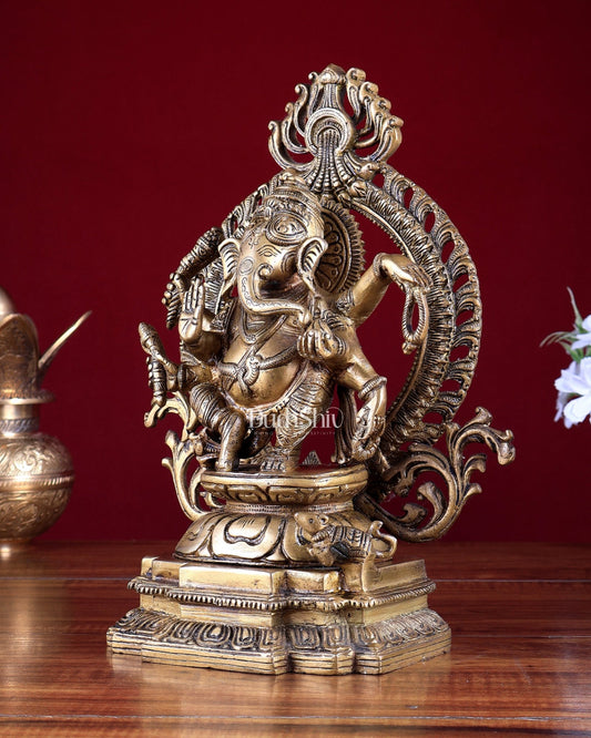 Brass Dancing Ganesha Statue | Auspicious Home Décor & Gift Idol - Budhshiv.com