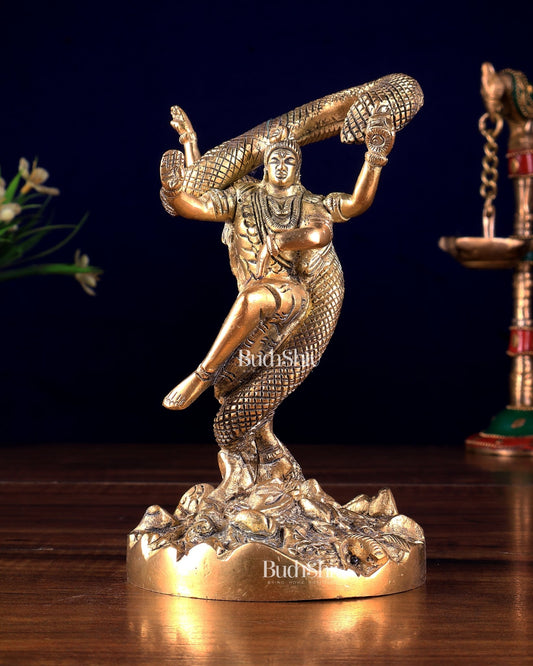 Brass Dancing Shiva idol - Excellent Statue 6" matte gold - Budhshiv.com